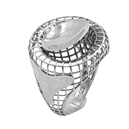 ANILLO PLATA ACABADO RODIO CALADO LISO BRILLO