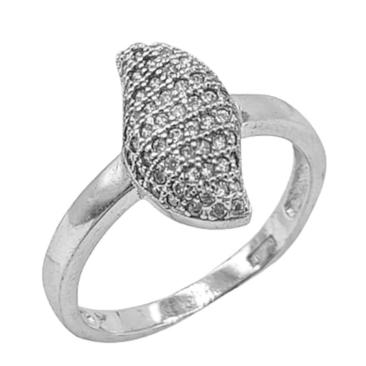 SILVER RING WITH RHODIUM FINISH AND ZIRCONIAS