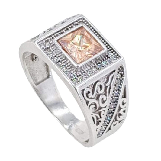 SILVER SEAL RHODIUM FINISH ZIRCONIAS