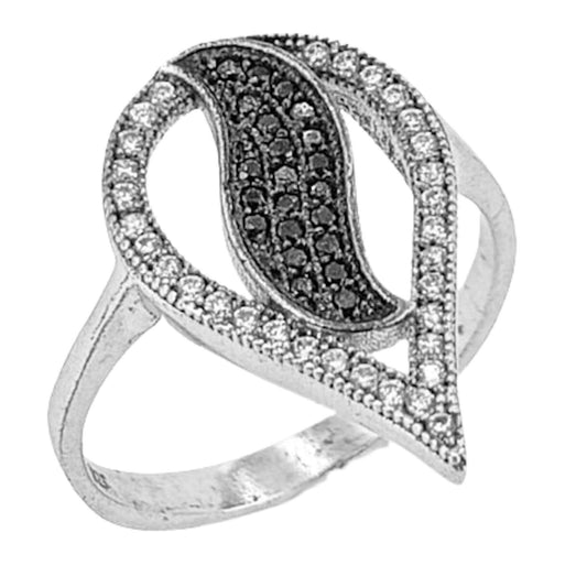 SILVER RING WITH RHODIUM FINISH AND ZIRCONIAS