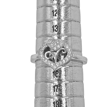 ANILLO CORAZON PLATA ACABADO RODIO CIRCONITAS