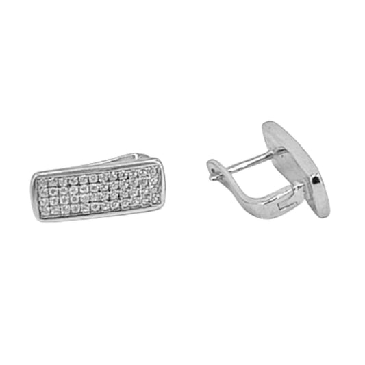 SILVER EARRINGS WITH RHODIUM FINISH, CATALAN CLOSURE, AND ZIRCONIAS