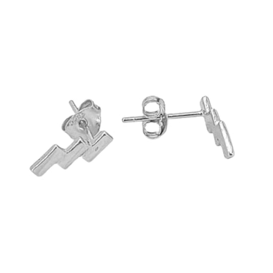 SILVER EARRINGS WITH SMOOTH RHODIUM FINISH AND PUSH BACK CLOSURE