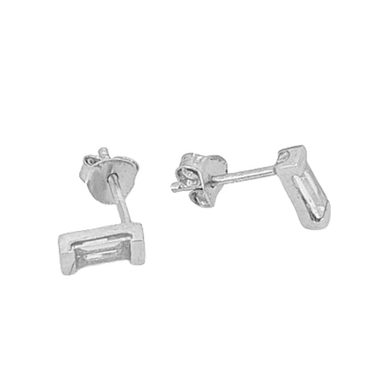 SILVER EARRINGS WITH RHODIUM FINISH, ZIRCONIA, AND PRESSURE CLOSURE