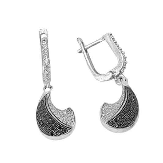 SILVER EARRINGS WITH RHODIUM FINISH, ZIRCONIAS, AND CATALAN CLOSURE