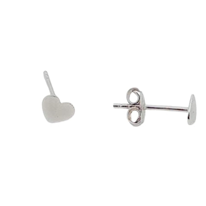 PENDIENTES CORAZON PLATA ACABADO RODIO LISO BRILLO CIERRE PRESION
