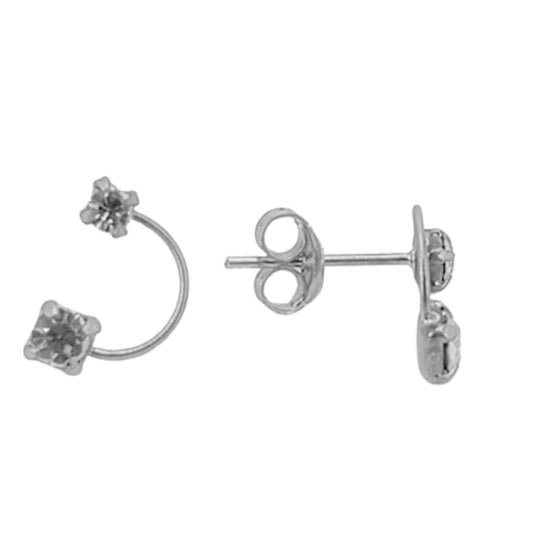 SILVER EARRINGS WITH SILVER FINISH AND ZIRCONIAS, PRESSURE CLOSURE