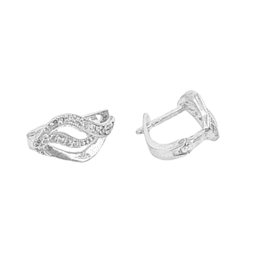 SILVER EARRINGS WITH SILVER FINISH, CATALAN CLOSURE, AND ZIRCONIA