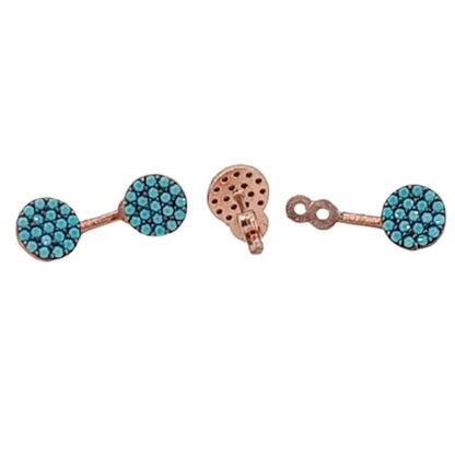 PENDIENTES PLATA ACABADO ROSA TURQUESAS NATURAL CIERRE PRESION
