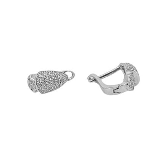 SILVER EARRINGS WITH RHODIUM FINISH, ZIRCONIAS, AND CATALAN CLOSURE
