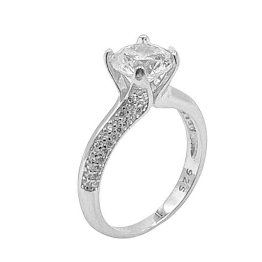 SOLITAIRE SILVER RHODIUM FINISH ZIRCONIAS