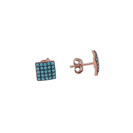 SILVER EARRINGS WITH PINK TURQUOISE FINISH AND PRESSURE CLOSURE