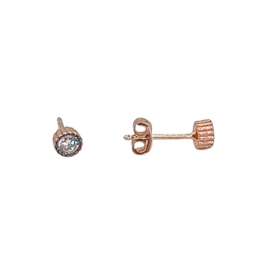 SILVER EARRINGS WITH PINK FINISH AND ZIRCONIA, PRESSURE CLOSURE