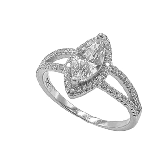SILVER RING WITH RHODIUM FINISH AND ZIRCONIAS