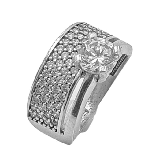 SOLITAIRE SILVER RHODIUM FINISH ZIRCONIAS