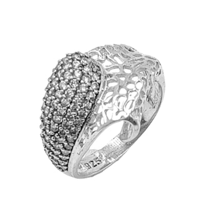 ANILLO PLATA ACABADO RODIO CALADO CIRCONITAS