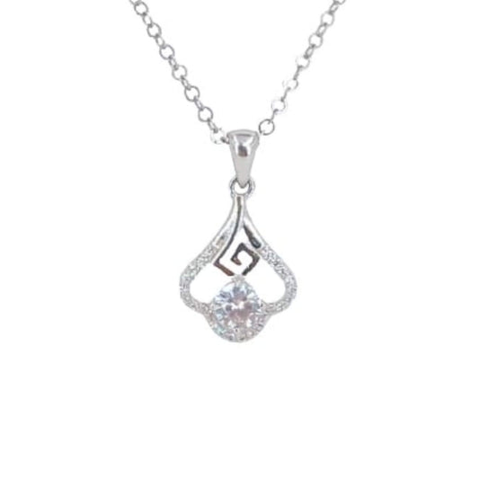 SILVER PENDANT WITH RHODIUM FINISH AND ZIRCONIAS