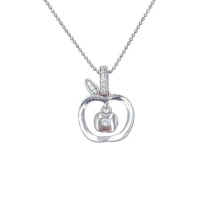 COLGANTE MANZANA PLATA ACABADO RODIO CIRCONITAS