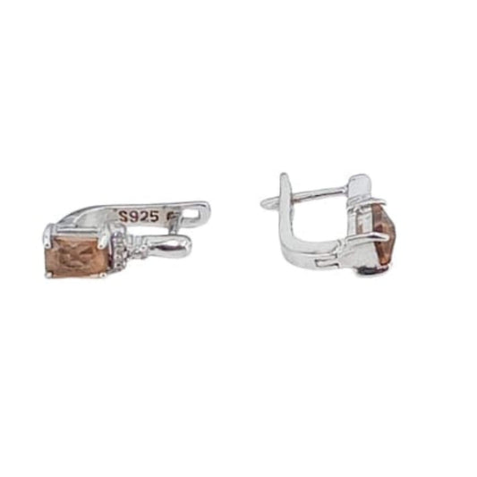 SILVER EARRINGS WITH RHODIUM FINISH, ZIRCONIAS, AND CATALAN CLOSURE