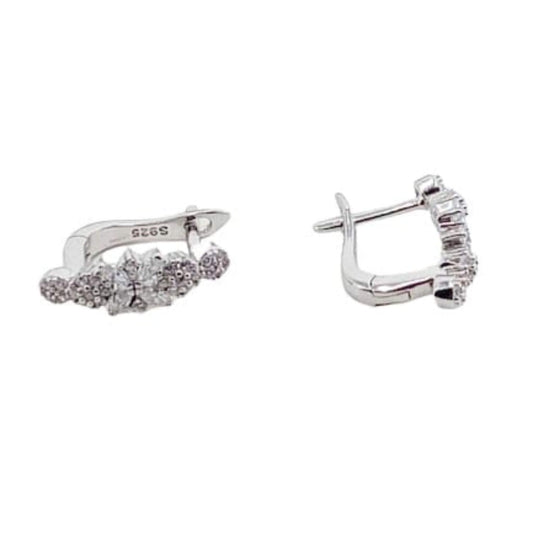 SILVER EARRINGS WITH RHODIUM FINISH, ZIRCONIAS, AND CATALAN CLOSURE