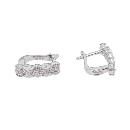 SILVER EARRINGS WITH RHODIUM FINISH, ZIRCONIAS, AND CATALAN CLOSURE