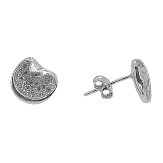 SILVER EARRINGS WITH RHODIUM FINISH AND ZIRCONIAS, PRESSURE CLOSURE