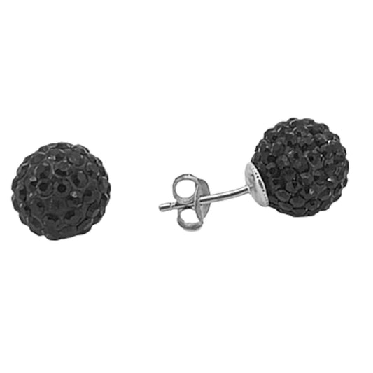 SILVER EARRINGS WITH SILVER FINISH, MULTI-STONE ZIRCONIA, PRESSURE CLOSURE