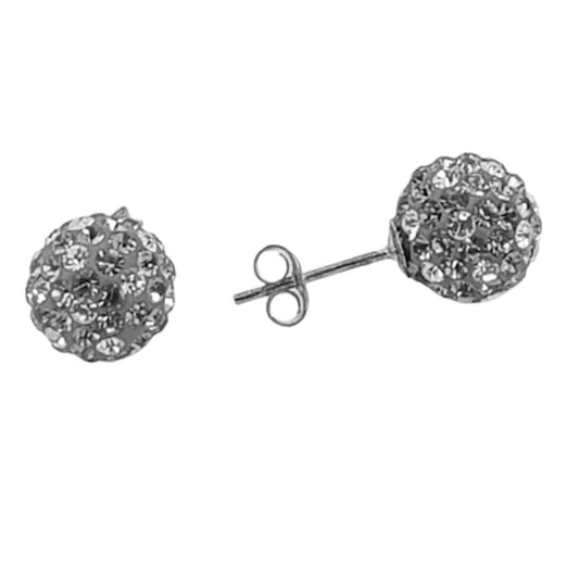 SILVER MULTI-STONE EARRINGS, SILVER FINISH, PRESSURE CLOSURE, ZIRCONIAS