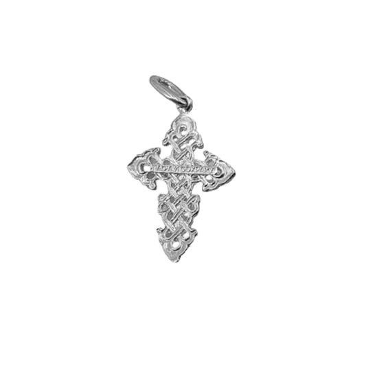 SILVER CROSS WITH SILVER-PLATED FINISH AND OPENWORKED WORK