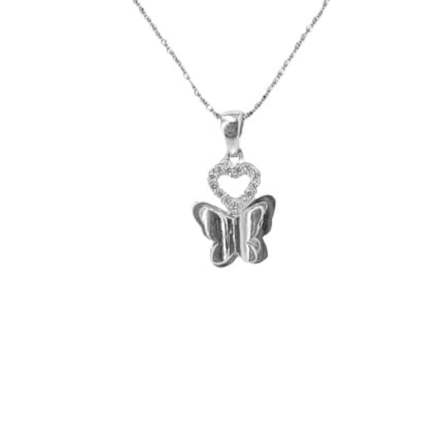 COLGANTE MARIPOSA PLATA ACABADO RODIO CIRCONITAS