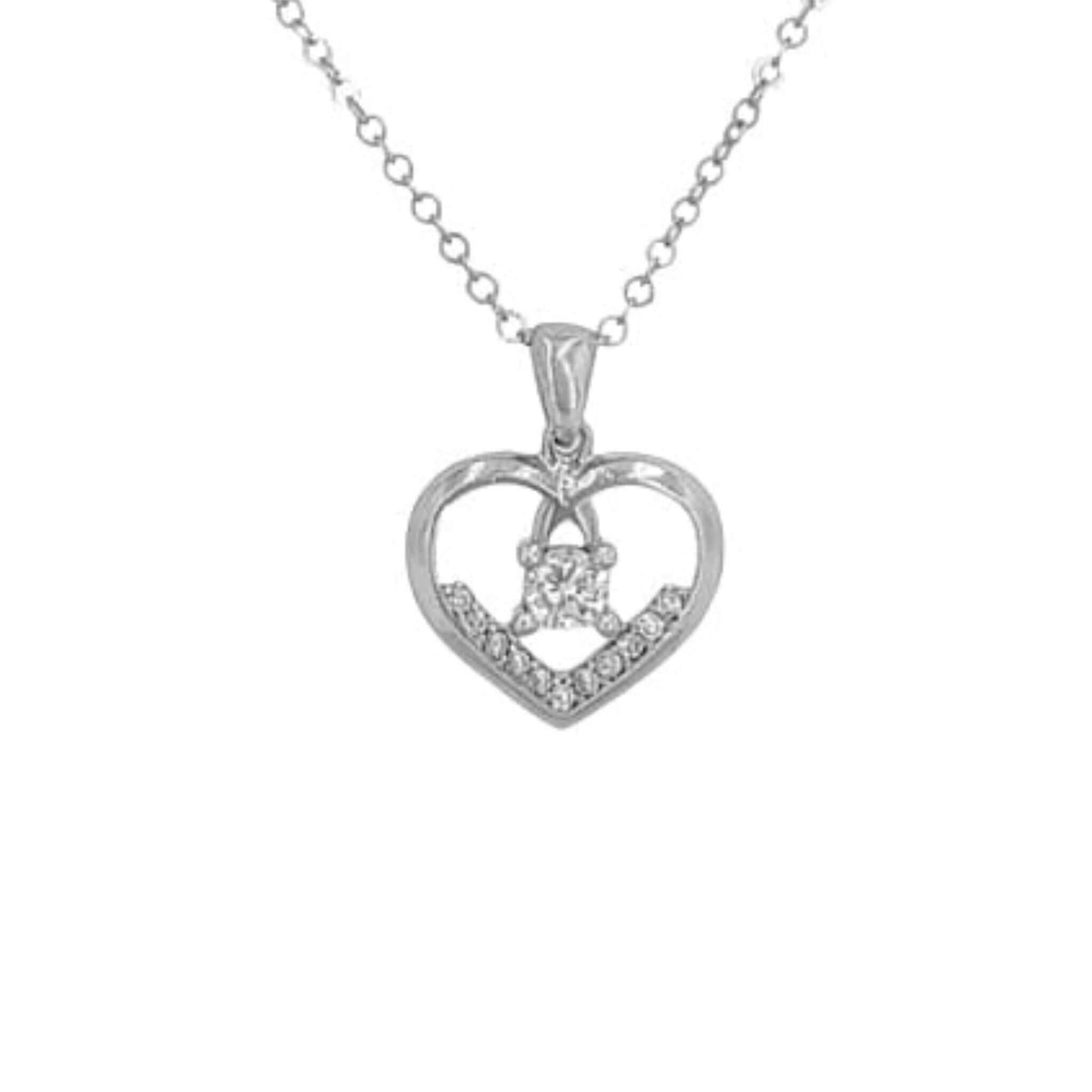 COLGANTE CORAZON PLATA ACABADO RODIO CIRCONITAS