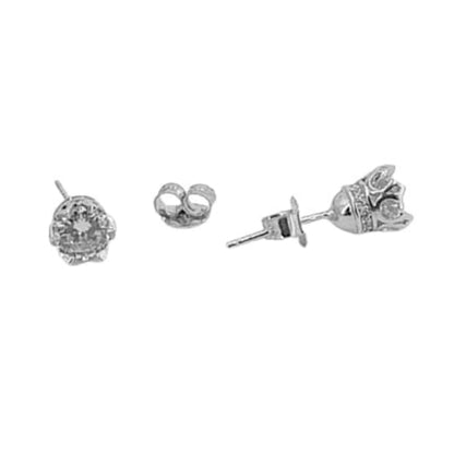 PENDIENTES SOLITARIO PLATA ACABADO RODIO CIRCONITA CIERRE PRESION