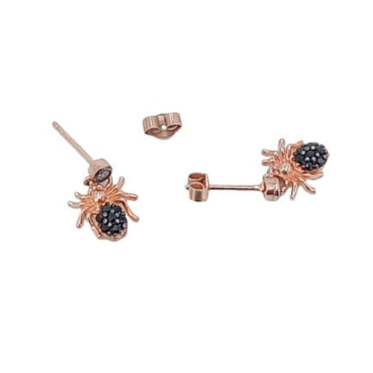 PENDIENTES PLATA ACABADO ROSA CIRCONITAS CIERRE PRESION