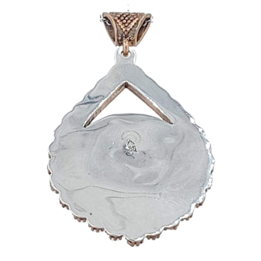 SILVER AND BRONZE PENDANT WITH SILVER FINISH AND NATURAL ZIRCONIA STONES