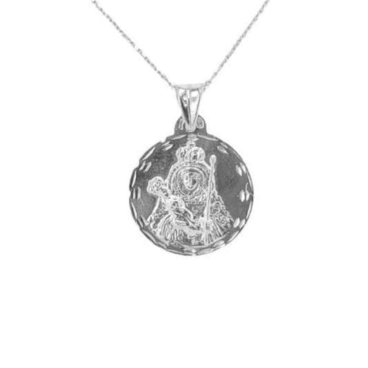 VIRGIN OF CANDELARIA MEDAL SILVER PLATED FINISH SMOOTH RELIEF SHINE