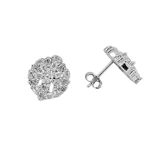 SILVER EARRINGS WITH RHODIUM FINISH AND ZIRCONIAS, PRESSURE CLOSURE