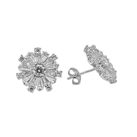 SILVER EARRINGS WITH RHODIUM FINISH AND ZIRCONIAS, PRESSURE CLOSURE