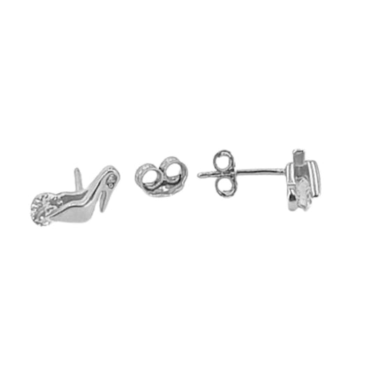 SILVER EARRINGS WITH RHODIUM FINISH, ZIRCONIA, AND PRESSURE CLOSURE