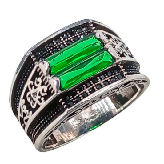 SILVER SEAL RHODIUM FINISH NATURAL STONE ZIRCONIAS