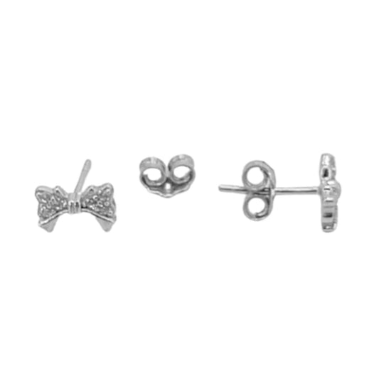 SILVER EARRINGS WITH RHODIUM FINISH AND ZIRCONIAS, PRESSURE CLOSURE
