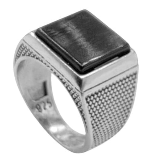 SILVER SEAL RHODIUM FINISH ONYX