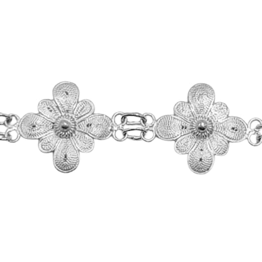 SILVER BRACELET WITH SILVER FINISH AND ENGRAVED FLOWER DESIGN