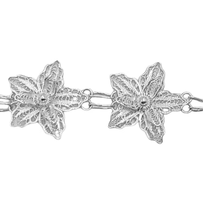 PULSERA FLOR PLATA ACABADO PLATEADO LABRADO BRILLO RELIEVE