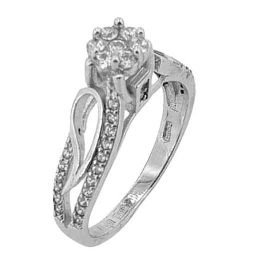 SOLITAIRE SILVER RHODIUM FINISH ZIRCONIAS