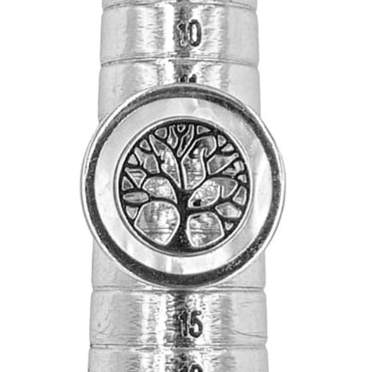 ANILLO ARBOL DE LA VIDA PLATA NACAR ACABADO RODIO LISO BRILLO