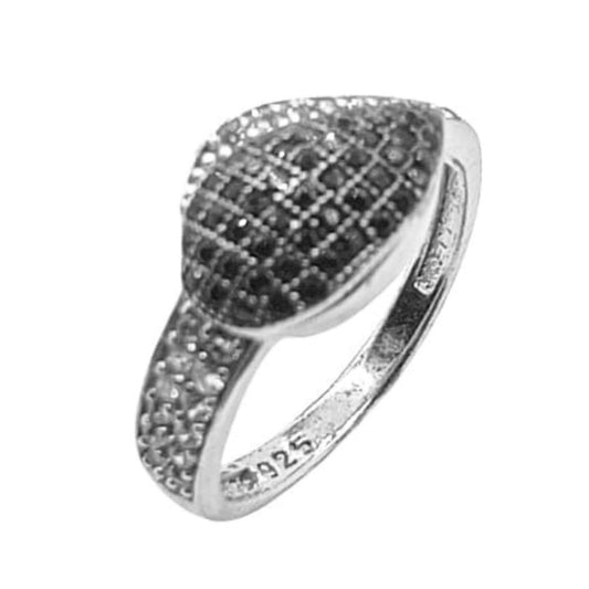 SILVER RING WITH RHODIUM FINISH AND ZIRCONIAS