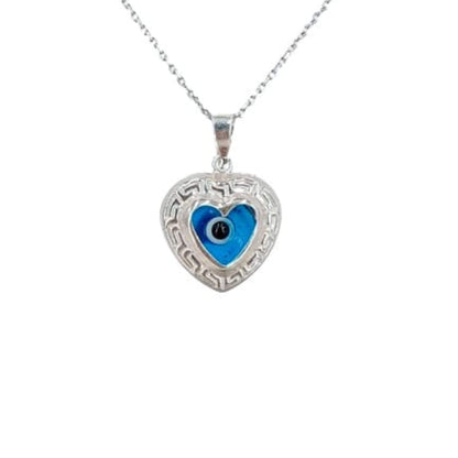 COLGANTE CORAZON OJO TURCO PLATA ACABADO PLATEADO
