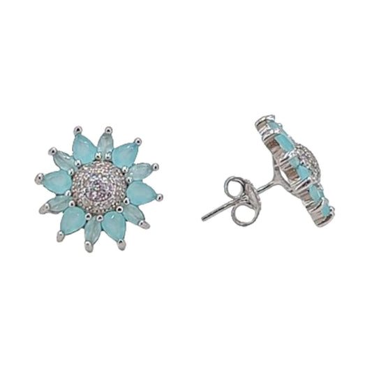 SILVER EARRINGS WITH RHODIUM FINISH AND ZIRCONIAS, PRESSURE CLOSURE