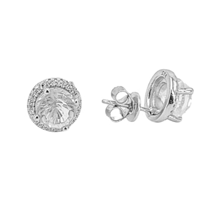 PENDIENTES PLATA ACABADO RODIO CIRCONITAS CIERRE PRESION