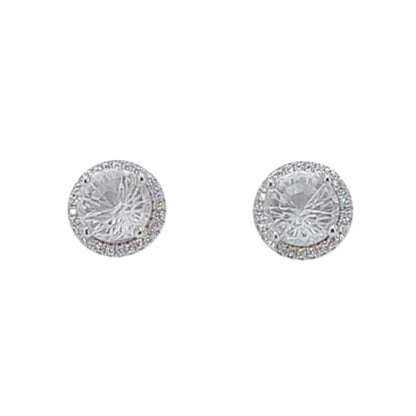 PENDIENTES PLATA ACABADO RODIO CIRCONITAS CIERRE PRESION